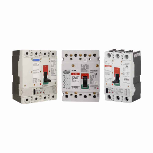 Eaton GLE8250AAMV Series G LG-frame molded case circuit breaker, GLE type, 250A, 18 kAIC at 600V, 35 kAIC at 480,415V, 65 kAIC at 240V, 0-60% protected, Four-pole, Metric end caps, 50°c calibration, Adjustable, Thermal-magnetic trip