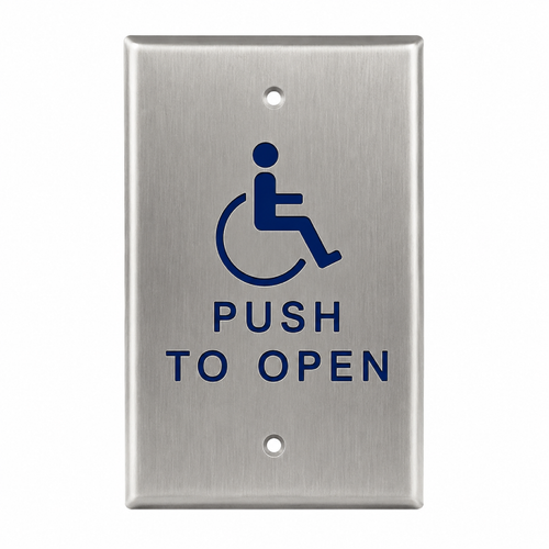 BEA 10PBOX Stainless Steel Single Gang Push Plate with ADA Compliance and Wireless Compatibility