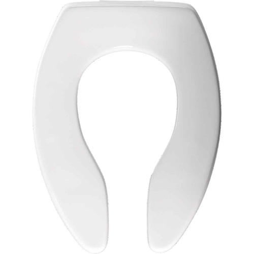 Bemis Bemis 3155SSCT Elongated Open Front Less Cover Commercial Plastic Toilet Seat with STA-TITE Commercial Fastening System Self-Sustaining Check Hinge and DuraGuard BEMIS-3155SSCT 