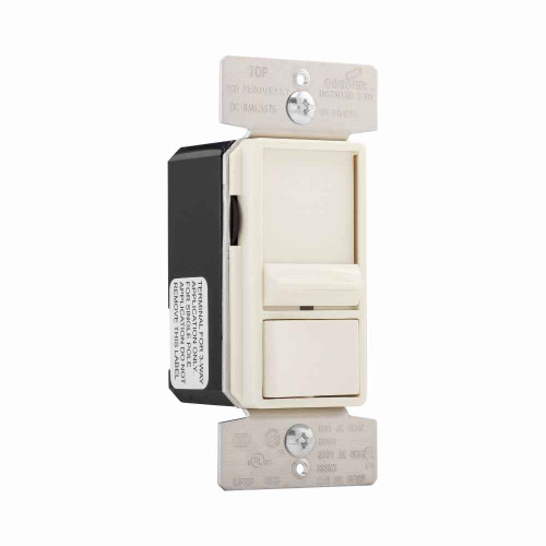 Eaton SF10P-A dimmer, No neutral required, #14 -12 AWG, Flush, 120/277 Vac, Back and side, Wire Leads, Maintained, Almond, 60 Hz, LED, Flourescent, Single-pole, Three-way, Single-phase, Polycarbonate, 1200/1660W 736865