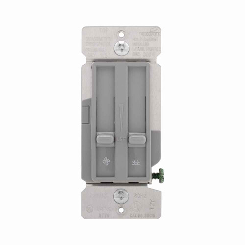 Eaton SDC15-GY dimmer and fan speed control, No neutral required, #14 -12 AWG, Flush, 120 Vac, Back and side, Maintained, Gray, 60 Hz, Incandescent, MLV, ELV, Fan, Halogen, Single-pole, Single pole, Single-phase, Polycarbonate, 300W 713019 Eaton SDC15-GY dimmer and fan speed control, No neutral required, #14 -12 AWG, Flush, 120 Vac, Back and side, Maintained, Gray, 60 Hz, Incandescent, MLV, ELV, Fan, Halogen, Single-pole, Single pole, Single-phase, Polycarbonate, 300W 713019