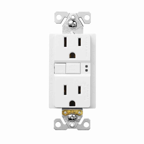 Eaton SGF15FW GFCI receptacle,NAFTA compliant,Self-test,#14 - 10 AWG,15A,Residential,Commercial,Flush,125 V,GFCI,Back and side wire,White,Brass,Receptacle,Polycarbonate,5-15R,Two-pole,Three-wire,Two-pole, three-wire, grounding Eaton SGF15FW GFCI receptacle,NAFTA compliant,Self-test,#14 - 10 AWG,15A,Residential,Commercial,Flush,125 V,GFCI,Back and side wire,White,Brass,Receptacle,Polycarbonate,5-15R,Two-pole,Three-wire,Two-pole, three-wire, grounding