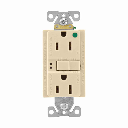 Eaton SGFH15V hospital grade GFCI receptacle,Self-test,#14 - 10 AWG,15A,Residential,Commercial,Flush,125 V,GFCI,Back and side wire,Ivory,Brass,Receptacle,Nylon,5-15R,Two-pole, three-wire, grounding Eaton SGFH15V hospital grade GFCI receptacle,Self-test,#14 - 10 AWG,15A,Residential,Commercial,Flush,125 V,GFCI,Back and side wire,Ivory,Brass,Receptacle,Nylon,5-15R,Two-pole, three-wire, grounding