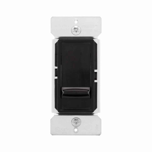 Eaton SI061-BK slide dimmer, No neutral required, #14 -12 AWG, Flush, 120 Vac, Back and side, Maintained, Black, 60 Hz, Incandescent, halogen, Single-pole, Single pole, Single-phase, Polycarbonate, 600W 713156