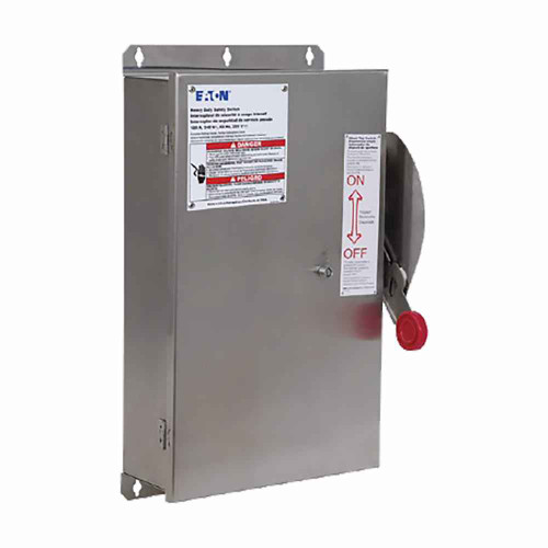 Eaton STS361FW1 Shunt trip safety switch, 30 A, Coil V: 24 V, NEMA 4X, Grade 304 stainless steel, 600 V, Three-pole, Fusible without neutral