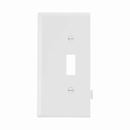 Eaton STE1W Sectional wallplate, End piece, White, Toggle Cutout, Polycarbonate, Single- gang, Mid-size