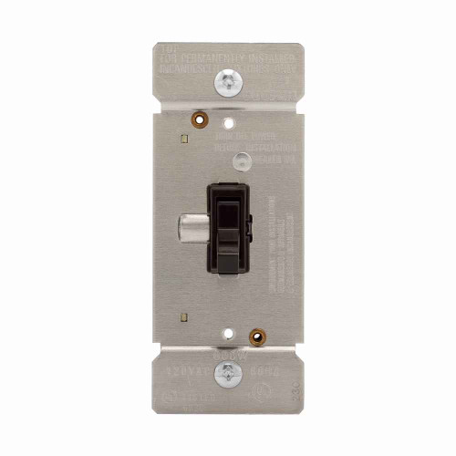 Eaton TI061-B toggle dimmer, Power Failure Mode, Non-preset, Flush, 120V, Wire leads, Maintained, Brown, Indoor, 60 Hz, Incandescent, halogen, 1-pole, 3-way, 1-phase, Polycarbonate, 600W