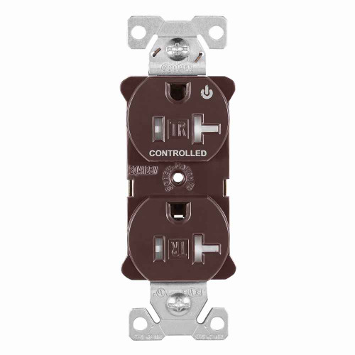 Eaton TR5362CHB Arrow Hart heavy duty industrial specification grade duplex receptacle, Tamper resistant,auto-grounding, Half control, #14-10 AWG, 20A, Flush, 125V, Brown, Brass, Impact-resistant thermoplastic face,PVC body, 5-20R, 2-pole, 3-wire, ,