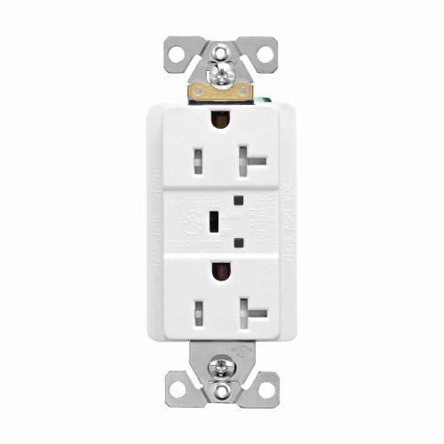 Eaton TR5362WS TVSS receptacle, LED indicat and alarm, #14 - #10 AWG, 20A, Comm specif, Wall/flush mnt, Bk and sd wire, 840J, 2 recept, -40° to 60°C, Wht, Brs, Strght blade, Hi-impct resist thermpls/nylon, 5-15R, Dplx 756900 756900 Eaton TR5362WS TVSS receptacle, LED indicat and alarm, #14 - #10 AWG, 20A, Comm specif, Wall/flush mnt, Bk and sd wire, 840J, 2 recept, -40° to 60°C, Wht, Brs, Strght blade, Hi-impct resist thermpls/nylon, 5-15R, Dplx 756900 756900