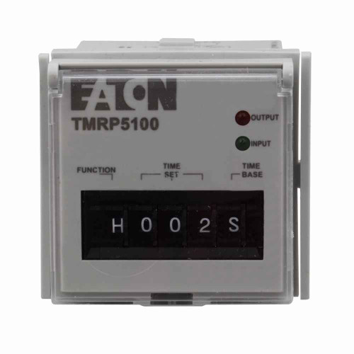 Eaton TMRP5100 TMRP Series Timing Relay, Octal style terminals, 11 pins, Control switch trigger, 0.1 seconds-9,990 hours time delay, 12-240 Vac/dc input voltage, ON/OFF delay, 90% silver, 10% nickel, 12A contact rating, DPDT contact configuration,