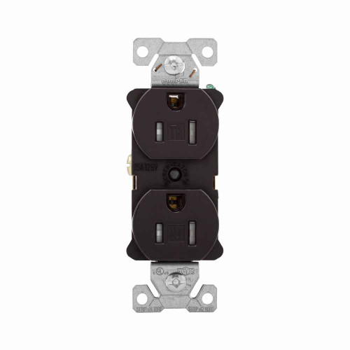 Eaton TR5262B Arrow Hart heavy-duty industrial specification grade duplex receptacle,#14-10 AWG,15A,Industrial,Flush,125V,Back and side,Brown,Brass,Impact-resistant thermoplastic face,PVC body,5-15R,Duplex,Screw,Thermoplastic,Core pack Eaton TR5262B Arrow Hart heavy-duty industrial specification grade duplex receptacle,#14-10 AWG,15A,Industrial,Flush,125V,Back and side,Brown,Brass,Impact-resistant thermoplastic face,PVC body,5-15R,Duplex,Screw,Thermoplastic,Core pack