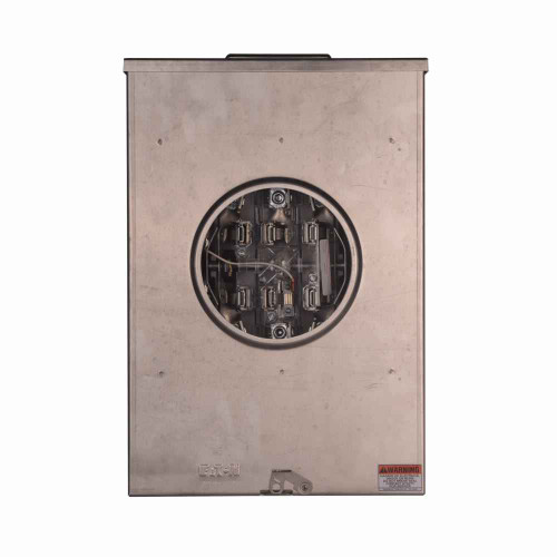 Eaton UATH7213UFLCH meter socket, 1-pos commercial or resi service, 200A, Over/under, Large hub cover plate hub mounted, #6-350 kcmil, 7-jaw, 3-ph, #6-350 kcmil, Lever bypass, Gnd conn (#14-#2 Cu), Al, Triplex, 4-wire, Ringless, 600 Vac