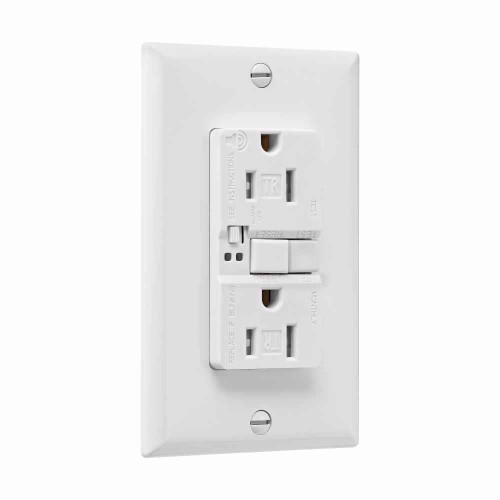 Eaton TRSGFA15W-M-L GFCI receptacle, Audible alarm, 15A, 125 Vac, White A34
