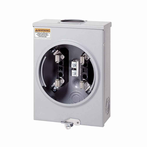 Eaton URS101BCH meter socket, 1-pos resi service, 125A, Over, 3-5/16 inch hub open, #8-2/0 AWG, 4-jaw, 1-ph, #8-2/0 AWG, Three-wire, Ringless, 600 Vac