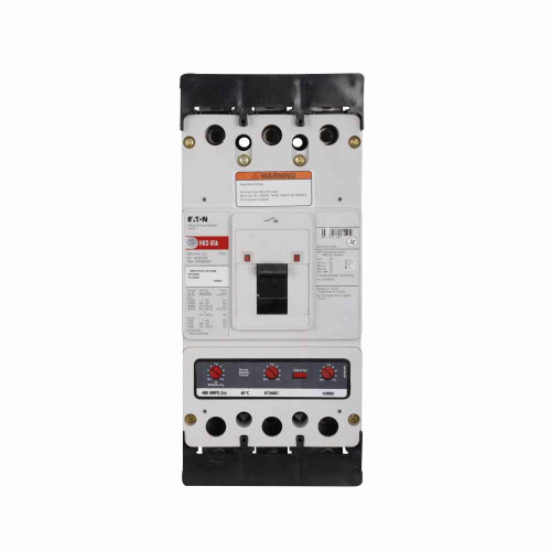 Eaton HKD3150A06B02 Series C complete molded case circuit breaker, K-frame, HKD, Fixed thermal and magnetic trips, Three-pole, 150A, 600 Vac, 250 Vdc, 100 kAIC at 240 Vac, 65 kAIC at 480 Vac, Line/load, 1A-1B rear w/right pigtail