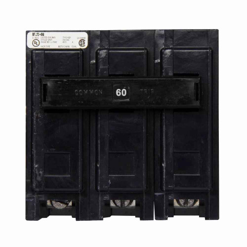 Eaton HQP3060N Quicklag Industrial Thermal-Magnetic Circuit Breaker, Three-pole, Non-automatic, 60A, 10 kAIC, 240V