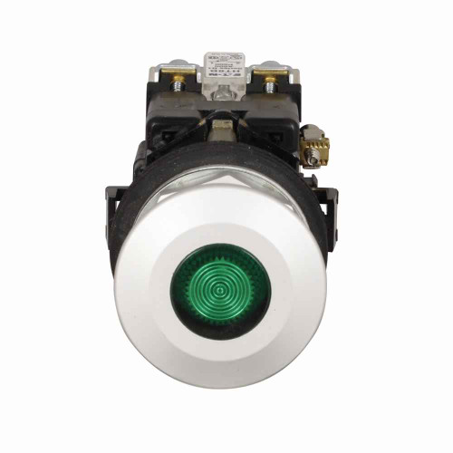 Eaton HT8FBGF3 30.5 mm Watertight/Oiltight Push-Pull Units,Standard Actuator,Green,Illuminated,Green,LED, full voltage,24 Vac/Vdc Light Unit,Two-position,Maintained push, maintained pull,HT800 Series