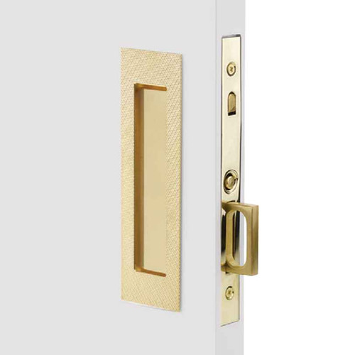 Emtek Emtek Knurled Narrow Modern Rectangular Pocket Door Mortise Lock (2" x 7-1/4") EMTEK-KNURLED-NARROW-MODERN-RECTAGULAR-POCKET-DOOR-LOCKS