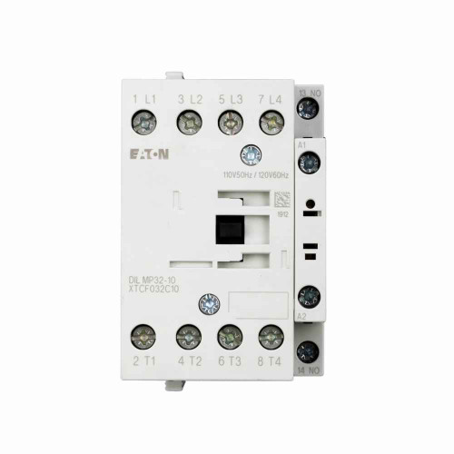 Eaton XTCF045C10BD XT IEC contactor, 45A, 200-240 Vdc, 1NO, 1000A, Frame C, 45 mm, 7.5, 10, 15, 20 hp (3PH @200, 230, 460, 575 V), Four-pole, Non-reversing, XT IEC series, Screw terminals, Full voltage non-reversing contactor