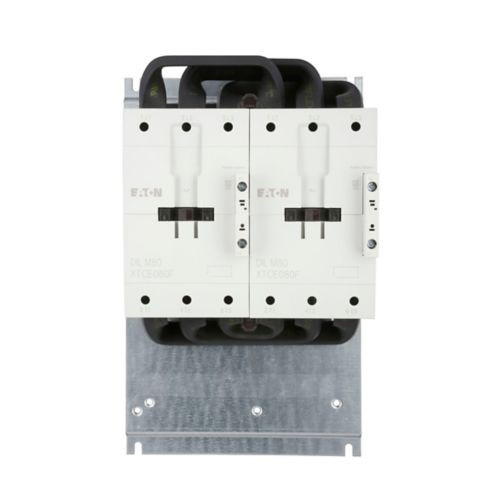 Eaton XTCR080F00A XT IEC contactor, 80A, 110 Vac 50 Hz, 120 Vac 60 Hz, 0NO-0NC, 80A, Frame F, 90 mm, 50-60 Hz, 7.5, 15/ 25, 30, 60, 75 hp (1/3PH @115, 230/200, 230, 460, 575 V), Three-pole, Screw terminals, Full voltage reversing contactor