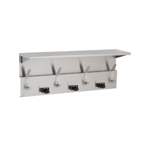 Bobrick B-239 x 34 - Shelf with Mop and Broom Holders and Hooks, Satin Finish