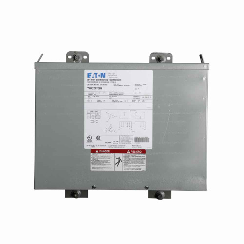 Eaton Y48G28B03ESLS42 General-purpose encapsulated transformer, EPT, Three-phase, Primary voltage: 480V, Taps: 2 at -5% FCBN, Secondary voltage: 208Y/120V, 80°C, 3 kVA, Aluminum windings, FR200, 63B, Indoor-Outdoor, Electrostatically shielded, 60 Hz,