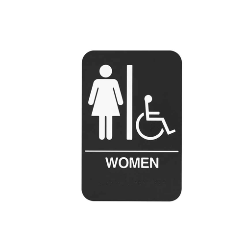 Rockwood BFM688 ADA Women Restroom Sign with Braille, 6″ x 9″