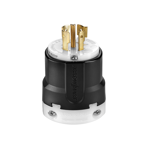 Crouse-Hinds AHL2320P Eaton locking plug, #16-8 AWG, 20A, Industrial, 347/600V, Back wiring, Black, white, Ultra grip, L23-20, Four-pole, Five-wire, Nylon