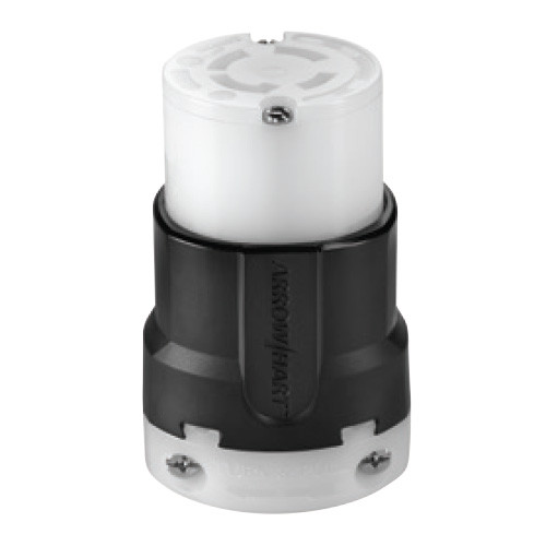 Crouse-Hinds AHL2030C Eaton Arrow Hart ultra grip locking connector, #16-8 AWG, 30A, Industrial, 347/600V, Back wiring, Black, white, Ultra grip, L20-30, Four-pole, Four-wire, Nylon