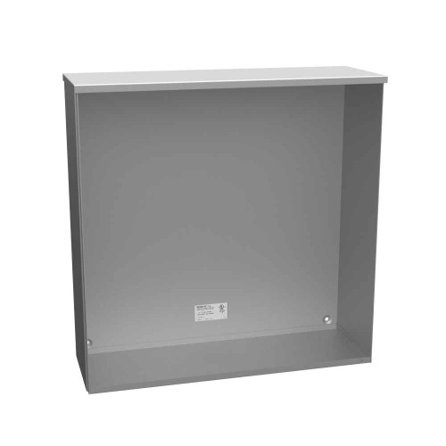 Milbank 24248-SC3R-NK-NP 24X8x24 Screw Cover Type 3R UL Listed Steel No Knockouts No Paint Quad D Knockout For Lock Emboss Mounting Holes In Back
