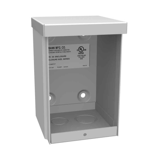 Milbank 464-SC3R 6x4X4 Screw Cover Type 3R UL Listed Steel Knockouts ANSI 61 Gray Quad D Knockout For Lock Emboss Mounting Holes In Back