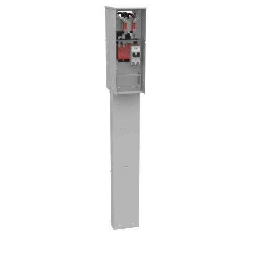 Milbank U5241-O-200P 4 Terminal Ring Type Plain Top 2-200 Ampere Main Breaker Double Pedestal Direct Bury Parallel Wired