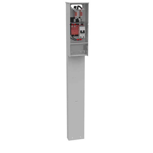 Milbank U5240-O-200S 4 Terminal Ring Type Plain Top 1-200 Ampere Main Breaker Single Pedestal Direct Bury Series Wired 40 Block