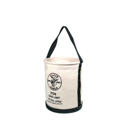 Klein Tools 5109 Canvas Bucket, Wide-Opening, Straight-Wall, Molded Bottom, 12-Inch