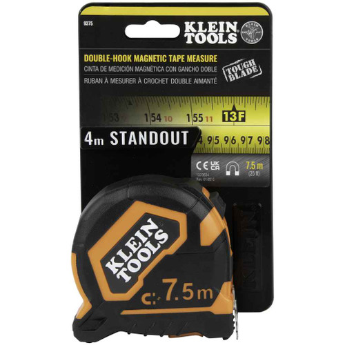 Klein Tools 9375 Tape Measure, 7.5-Meter Magnetic Double-Hook