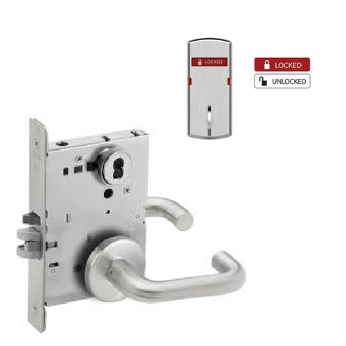 Schlage L9050 - Entrance/Office 03 Lever Mortise Lock - Grade 1 Non-Deadbolt Function Single Cylinder Keyed Lever Lock, Exterior Indicator "Locked/Unlocked"