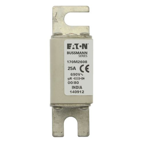 Bussmann 170M2608 Eaton Series High-Speed Square Body Fuse, Class gR, 25A/690V, 200 kAIC