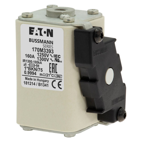 Bussmann 170M3393 Eaton Series High-Speed Square Body Fuse, Class aR, 700V/690V, 160A, 100kAIC