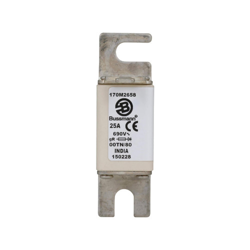 Bussmann 170M2658 Class gR High-Speed Square Body Fuse, 25A, 700V/690V, 200 kAIC