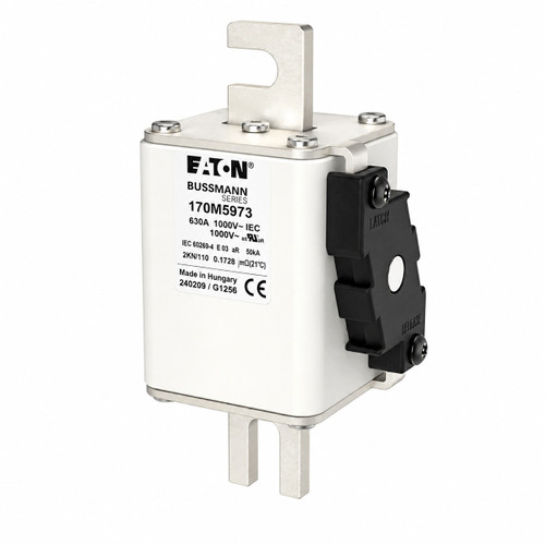 Bussmann 170M5973 Eaton series high speed square body fuse, 700V (UL), 690V (IEC), 630A, 150 kAIC, Other, Fuse, Class aR, DIN 43 620 - 170M5973
