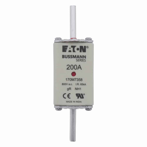 Bussmann 170M7358 Fuse-link, high speed, 200 A, AC 800 V, size NH1, 135 x 53 x 40 mm, gR, IEC, dual indicator -170M7358