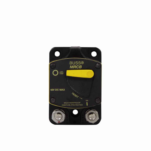 Bussmann CB187F-150 Eaton series CB187F marine rated circuit breaker, 48 Vdc, 150A, 5 kAIC, Automotive, type III, marine-rated, 5/16 in-18 TPI copper terminal
