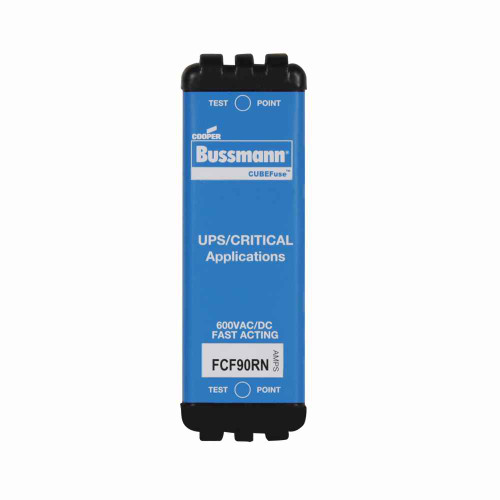 Bussmann FCF90RN Eaton series FCF fuse, 90 A, 60 Hz, 50 Hz, 1 , CF, Black, Non-indicating, Electroless tin plated copper alloy terminal, Blade end,Class CF, 8 min at 200%, 200 kAIC at 600 V,50 kAIC at 600 Vdc, Glass filled PES, 600 V, 600 Vdc
