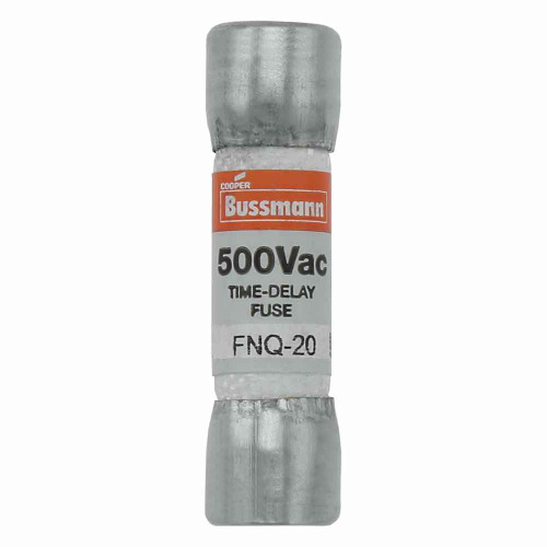 Bussmann FNQ-20 Eaton series FNQ fuse, Time-delay Midget fuse, Motor control transformers, circuits with in-rush currents, 20 A, Non-indicating, Ferrule end x ferrule end, 10 kAIC at 500 Vac, Nickel-plated bronze endcap, Standard, 500 V Bussmann FNQ-20 Eaton series FNQ fuse, Time-delay Midget fuse, Motor control transformers, circuits with in-rush currents, 20 A, Non-indicating, Ferrule end x ferrule end, 10 kAIC at 500 Vac, Nickel-plated bronze endcap, Standard, 500 V
