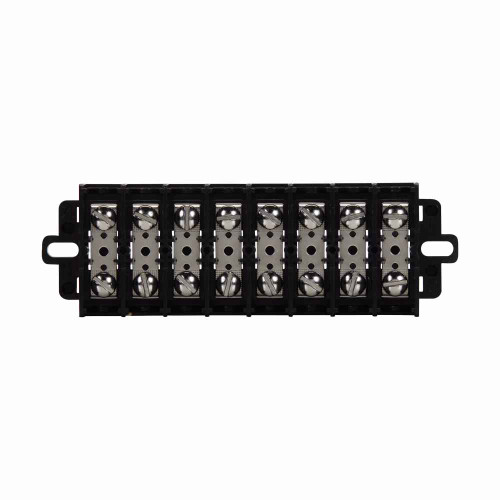 Bussmann KU12-WNUV Eaton KU series panel mount terminal block connector, 600V, 60A, Twelve-pole, Black, Molded nuclear grade noryl base, nickel-plated brass washer head