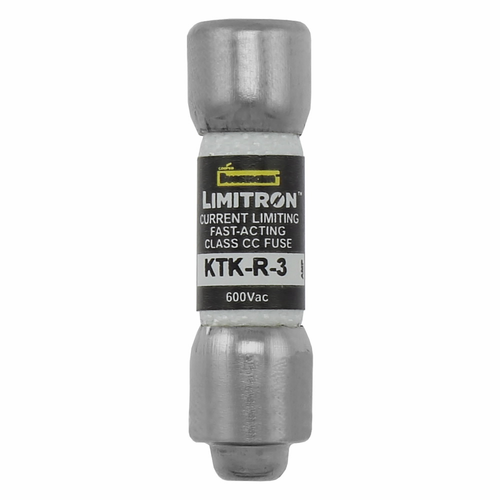 Bussmann Fast Acting Fuse KTK-R Series 3A 600V Class CC Ferrule End Current Limiting