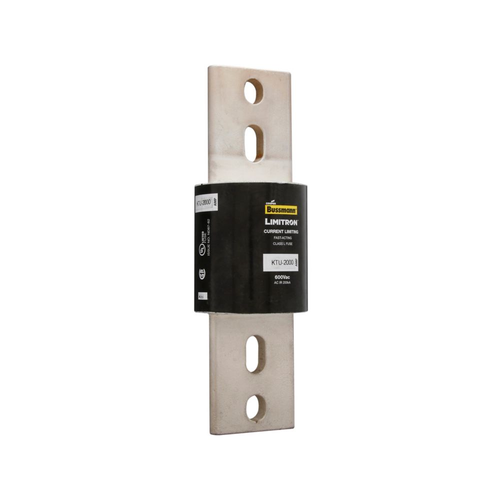 Bussmann KTU-2000 Eaton series KTU fuse, LIMITRON Fast-acting fuse, 2000 A, Class L, Non-indicating, Bolted blade end x bolted blade end, 200 kAIC at 600 Vac, Silver-plated end bells,Melamine glass tube, Bolt, Standard, 600 V