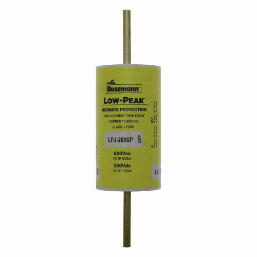 Bussmann LPJ-175SP Eaton series LPJ fuse, Low-peak fuse, 175 A, Dual, Class J, Non-indicating, Bolted blade end x bolted blade end, Time delay,Current-limiting, 10 sec at 500%, 100 kAIC Vdc,300 kAIC at 600 V, Standard, 600 V, 300 Vdc