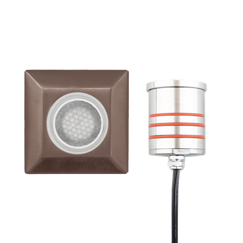 WAC Lighting WAC-2052 LED 2in 12V Square Beveled Top Inground Indicator Light with Honeycomb Louver for Glare Control