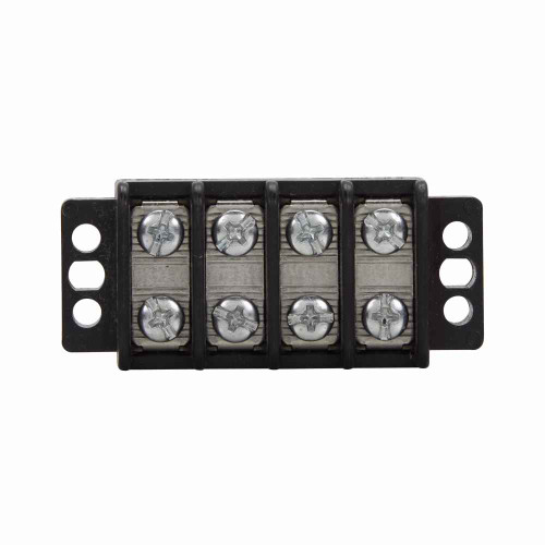 Bussmann TB200-04QC15 Eaton TB200 series panel mount terminal block connector, Breakdown voltage 4800V, Fifteen quick connects, 300V, 30A, Double row, barrier, Four-pole, #6-32 TPI Screw,Tin-plated brass terminal, Zinc-plated Steel philslot screw